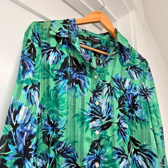 Banana Republic Dillon Long Sleeve Button Down Classic Blouse in Jungle Floral - Picture 4 of 10